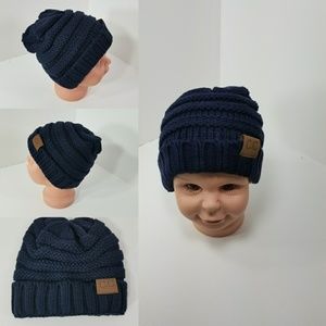 Toddler Beanie hats thermal protective Navy Blue